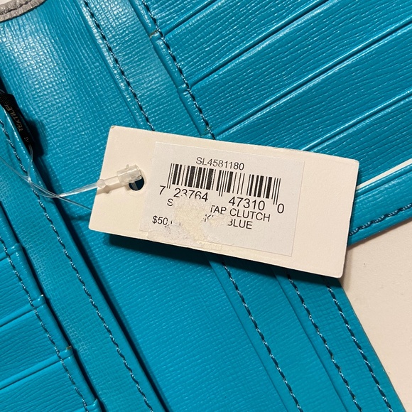 Fossil Tap Clutch Wallet SL4581180 NWT– Light Gray Genuine Leather, Turquoise - Picture 8 of 8